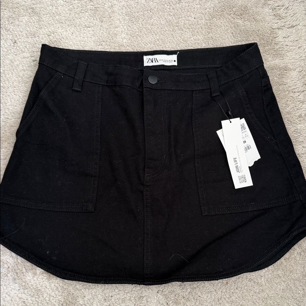 Zara Black Denim Mini Skirt - XL